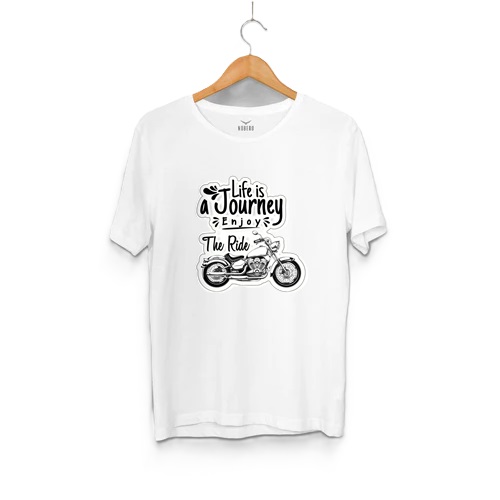 Life Is Journey Enjoy The Ride Pollycotton T Shirt for Men White (LIJETR1)
