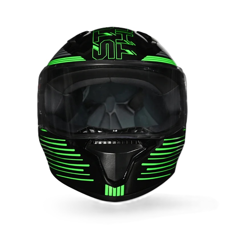 Studds Thunder D11 BLACK N3 Black Green Full Face Helmet