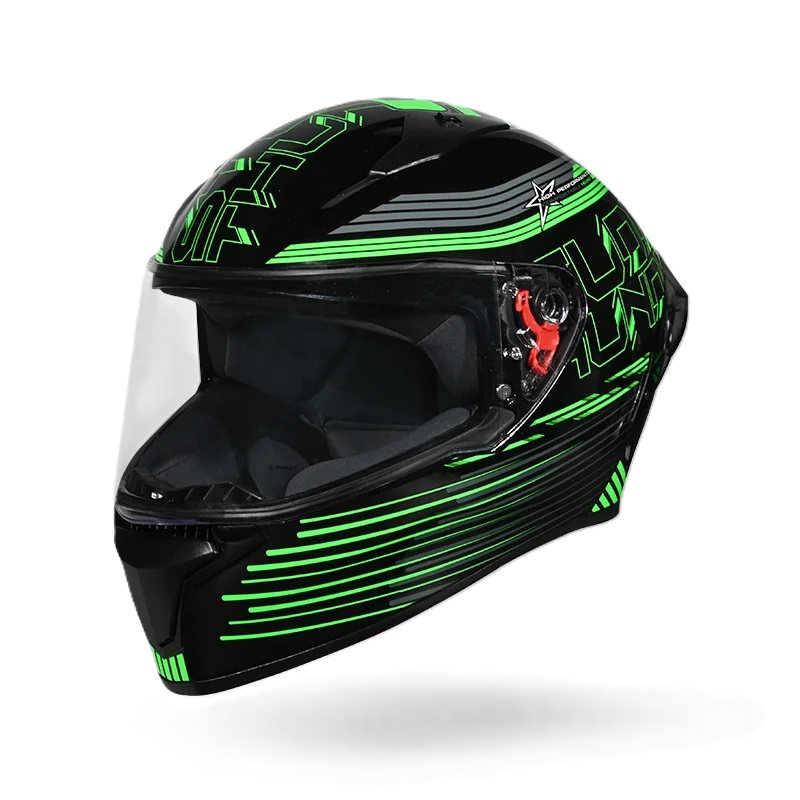 Studds Thunder D11 BLACK N3 Green Full Face Helmet (STFH11N3)
