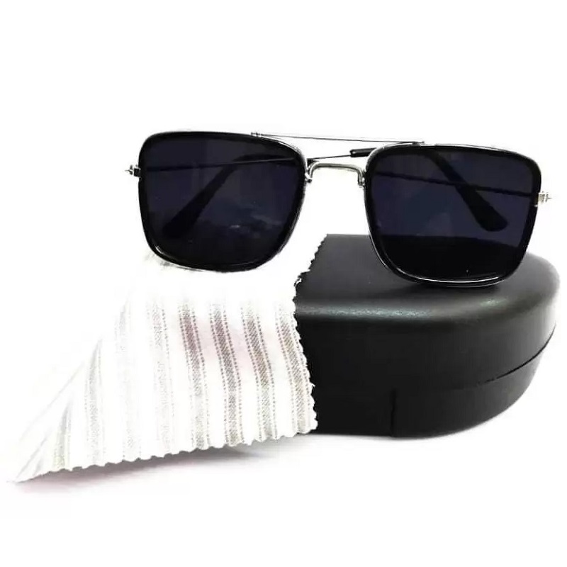 UV Protection, Mirrored Retro Square Sunglasses For Boys & Girls, Black