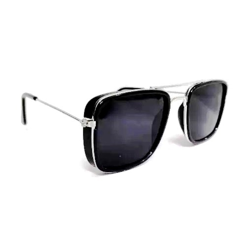 UV Protection, Mirrored Retro Square Sunglasses For Boys & Girls, Black