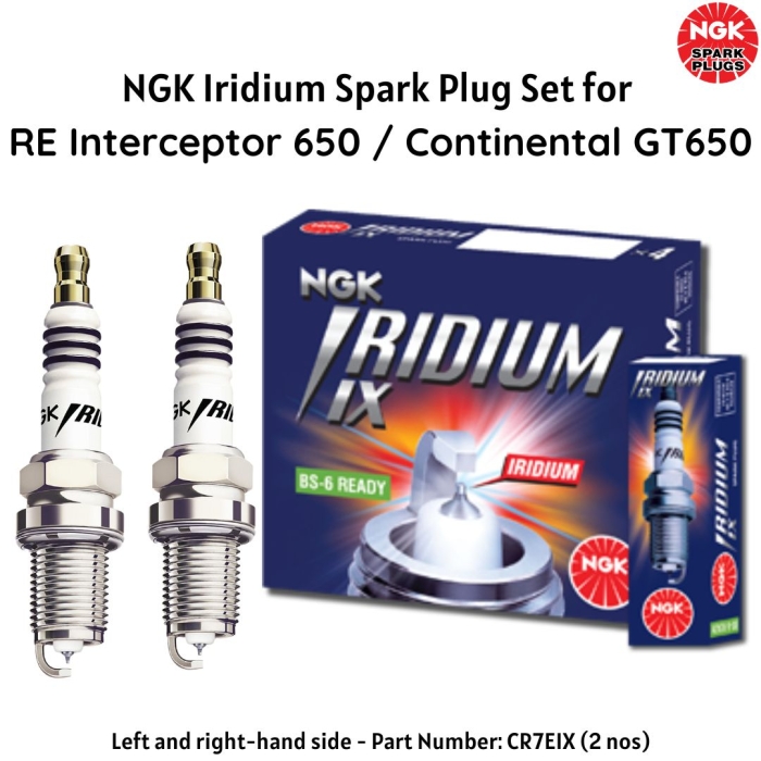 NGK Iridium Spark Plug Set for Royal Enfield Interceptor 650 Continental GT650 Set of 2 (NISREGT650)
