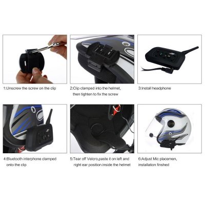Vnetphone V6 Waterproof 2-Way Audio Motorcycle Bluetooth Intercom Headset With Noise Control