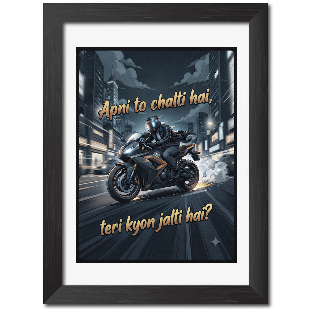Apni To Chalti Hai Biker Quote Photo Frame (12x9 In)