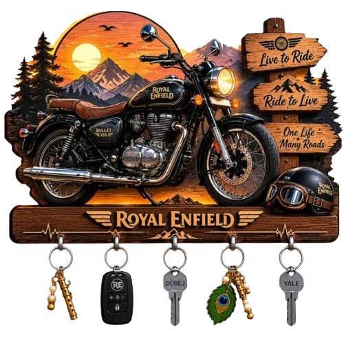 Motorcycle Themed Wall Mounted Key Holder - Royal Enfield (BSPKH1)