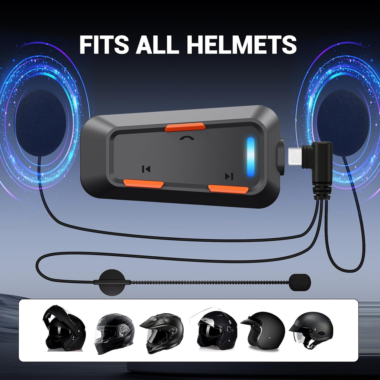 EDYELL C1 Helmet Bluetooth Headset – V5.3 Wireless Speakers with Dual-Phone Multipoint Connect
