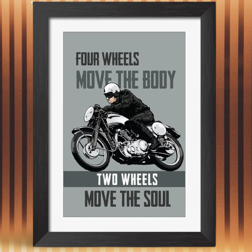 Four Wheels Move The Body Two Wheels Move The Soul Photo Frame 12X9 (FWMPF1)