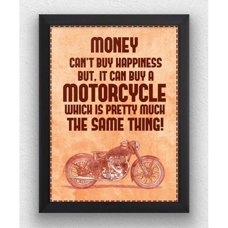 Money Can't Buy Happiness Bike Rider Quote Photo Frame