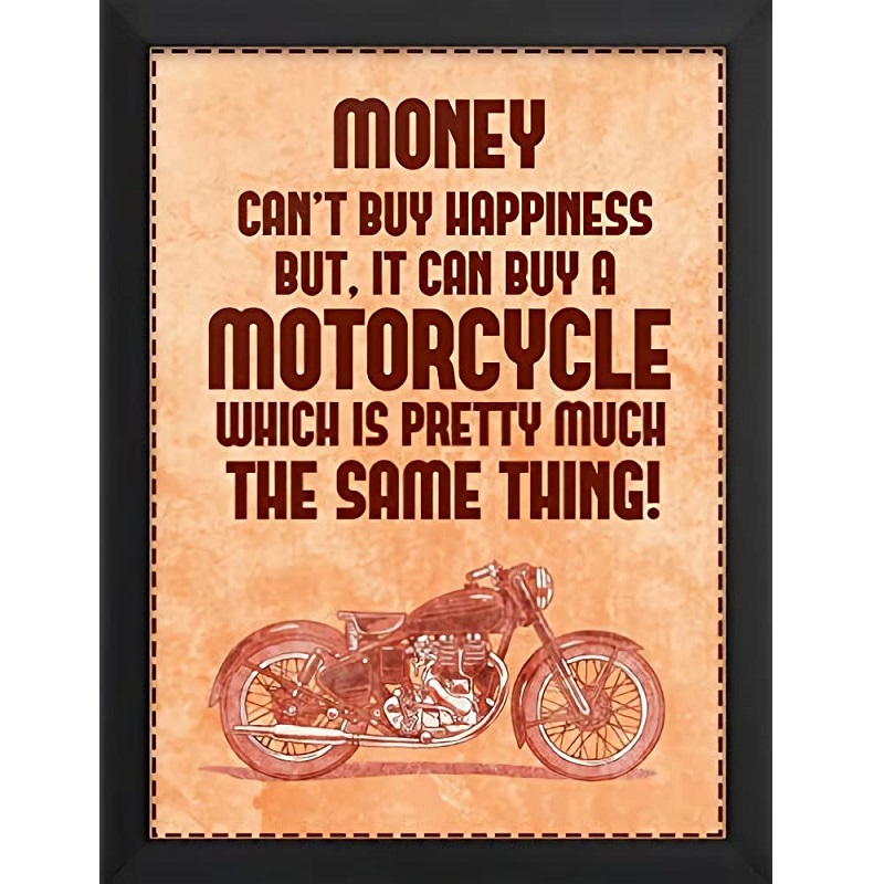 Money Can't Buy Happiness Bike Rider Quote Photo Frame 12X9