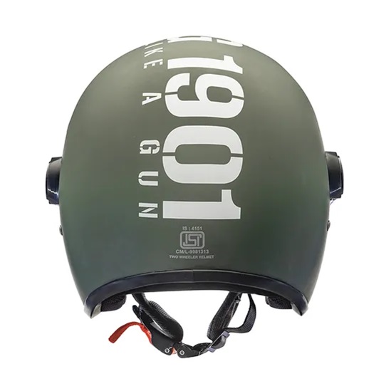 Royal Enfield MLG COPTER Matt Battle Green Open Face Long Visor Helmet