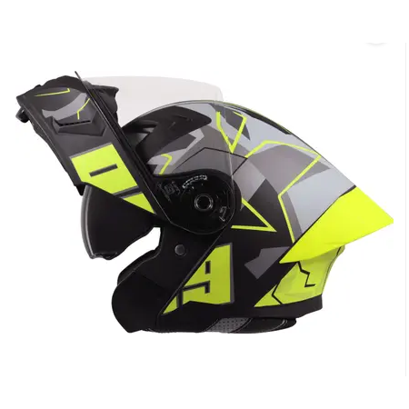 Steelbird SBA20 Flip Up Helmet ISS 09 (Glossy Black-Neon Yellow)