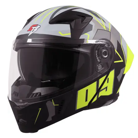 Steelbird SBA20 Flip Up Helmet ISS 09 (Glossy Black-Neon Yellow)