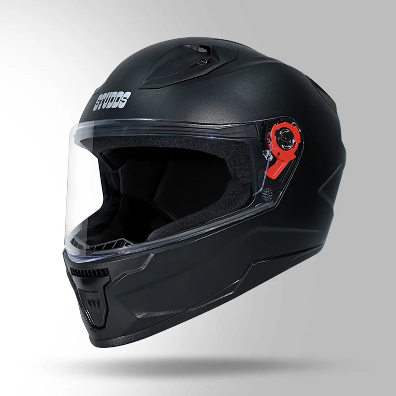 Studds Raider Street Black - ISI Certified High-Impact Thermoplastic Full Face Riding Helmet (SKU: SRSFFHB1)