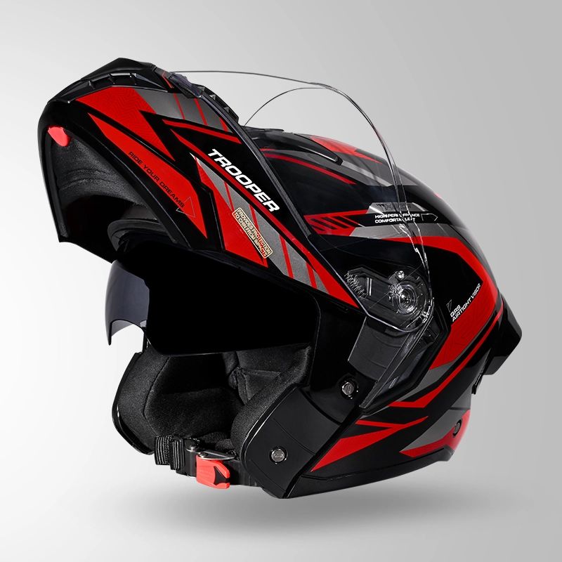 Studds Trooper D4 Black Red Flipup Helmet